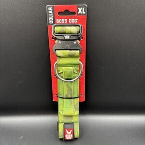 Boss Dog Tactical Collar, Green Camo X Large With Grab Handle Heavy Duty.